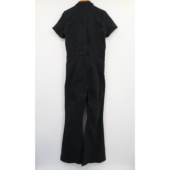 Free People We The Free Jayde Flare Jumpsuit Black Mamba NWT Denim Size L - Picture 12 of 12
